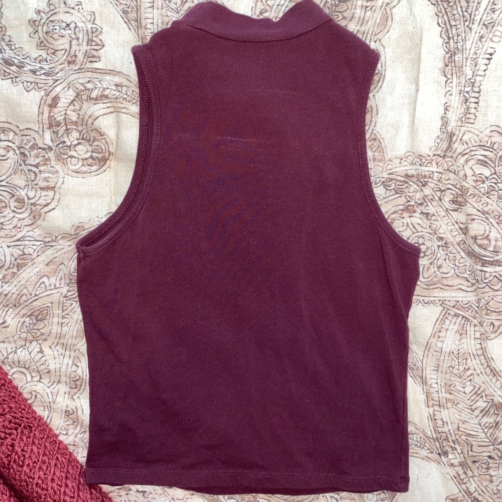 High Neck Crop Maroon Tank | Tilly’s - Picture 2 of 3